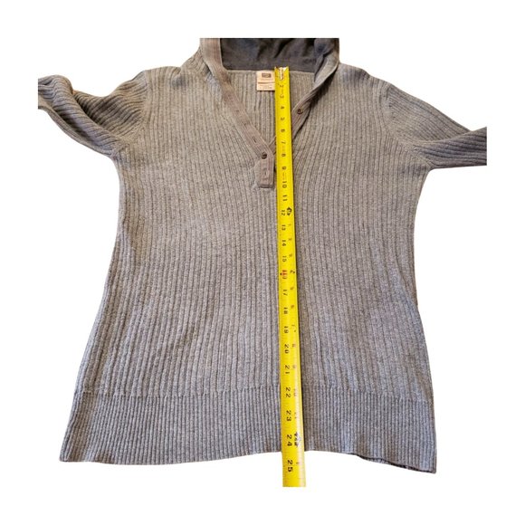 Faded Glory Gray Ribbed V-Neck Hoodie - Size L - Picture 6 of 13